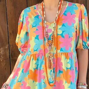 Southern Stitch Colorful Daisy Baby Doll Top - Lg